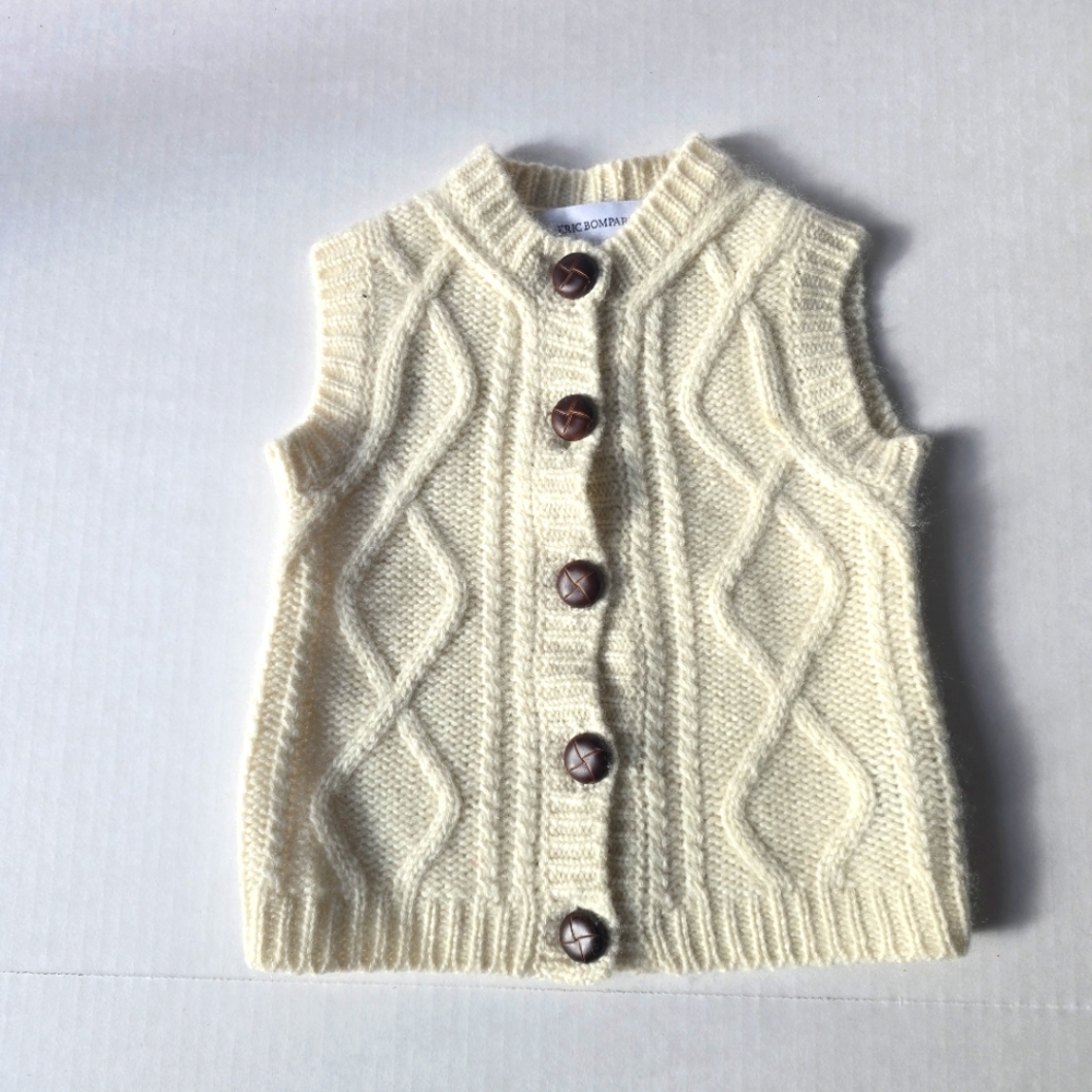Eric Bompard Cashmere Knit Vest with Brown Buttons